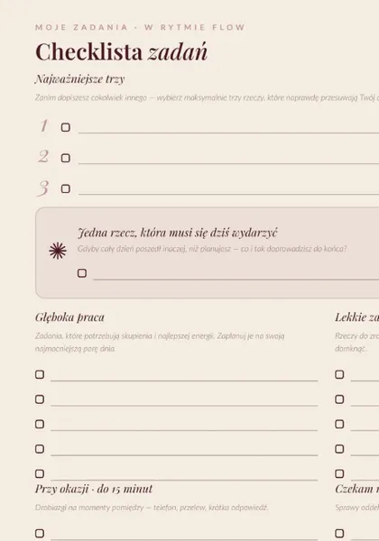 Fragment checklisty zadań FLOW